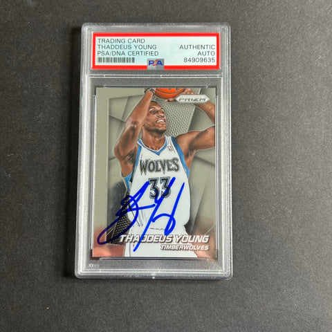 2014-15 Panini Prizm #14 Thaddeus Young Signed Card AUTO PSA/DNA Slabbed Timberwolves