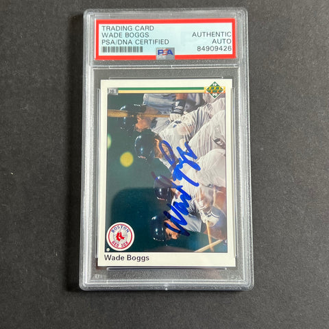1990 Upper Deck #555 Wade Boggs Card PSA Slabbed Auto Red Sox