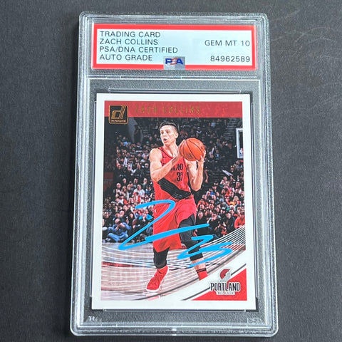 2018-19 Panini Donruss #31 ZACH COLLINS Signed Card AUTO Grade 10 PSA Slabbed Blazers