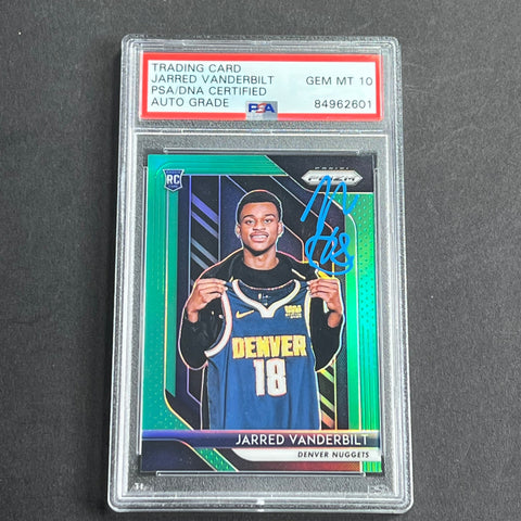 2018-19 Panini Prizm #42 JARRED VANDERBILT Signed AUTO Grade 10 PSA Slabbed RC Nuggets