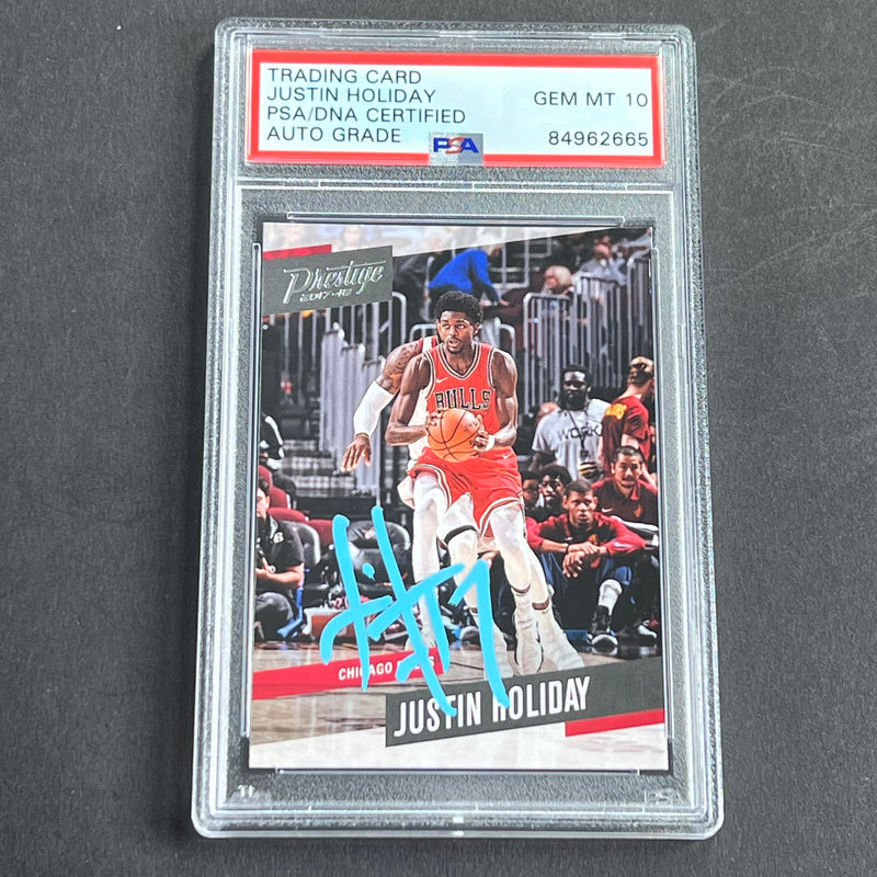 2017-18 Panini Prestige #13 Justin Holiday Signed Card AUTO Grade 10 PSA Slabbed Bulls