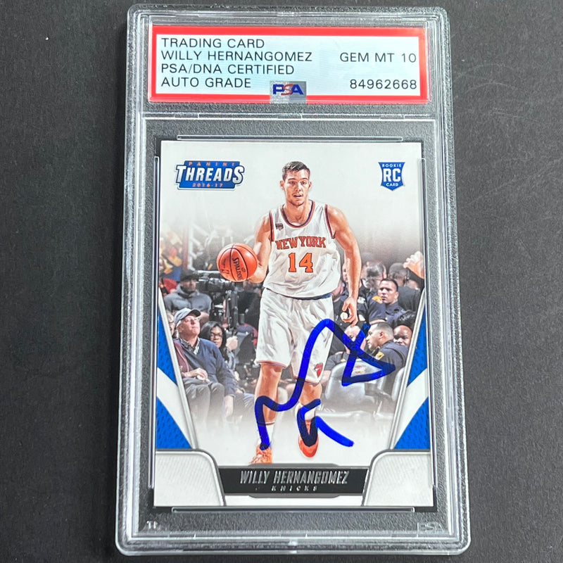 2016-17 Panini Threads #153 Willy Hernangomez Signed Card AUTO Grade 10 PSA Slabbed Knicks