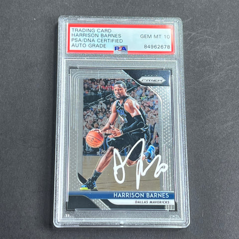 2018-19 Panini Prizim #300 Harrison Barnes Signed Card AUTO Grade 10 PSA Slabbed Mavericks