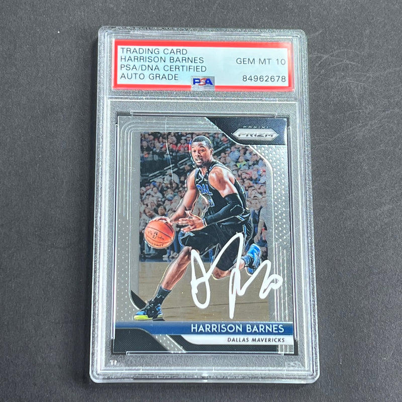 2018-19 Panini Prizim #300 Harrison Barnes Signed Card AUTO Grade 10 PSA Slabbed Mavericks