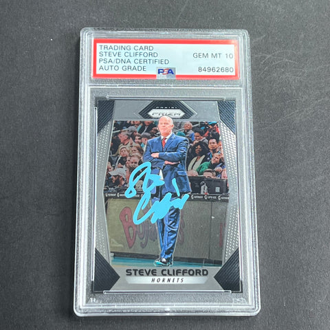 2017-18 Panini Prizim #240 Steve Clifford Signed Card PSA AUTO Grade 10 Slabbed Hornets