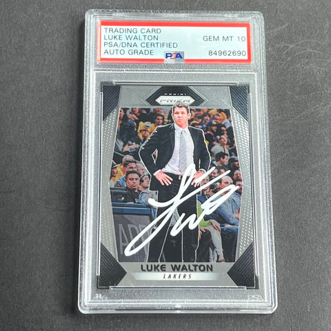 2017-18 Panini Prizim #290 Luke Walton Signed Card PSA AUTO Grade 10 Slabbed Lakers