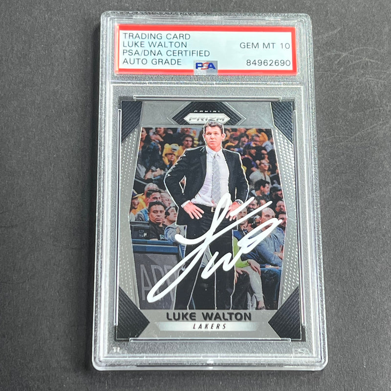 2017-18 Panini Prizim #290 Luke Walton Signed Card PSA AUTO Grade 10 Slabbed Lakers