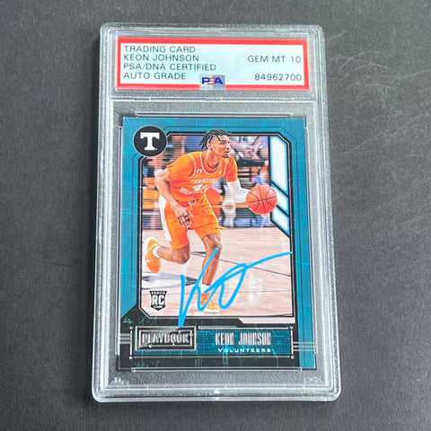 2021 Panini Chronicles #323 Keon Johnson Signed Card AUTO Grade 10 PSA Slabbed