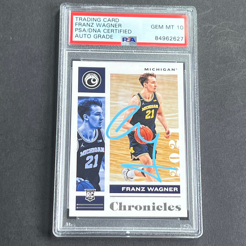 2021 Chronicles Draft Picks #9 Franz Wagner Signed Card AUTO Grade 10 PSA Slabbed RC Michigan