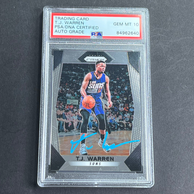 2017-18 Panini Prizim #64 TJ WARREN Signed Card AUTO Grade 10 PSA Slabbed Suns