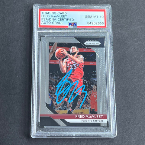 2018-19 Panini Prizm #103 Fred VanVleet Signed Card AUTO 10 PSA Slabbed Raptors
