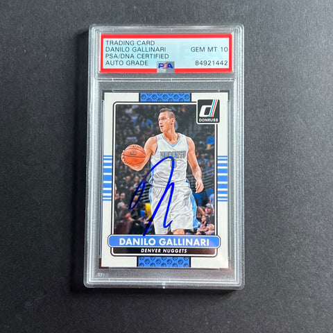 2014-15 Panini Donruss #191 Danilo Gallinari Signed Card AUTO 10 PSA Slabbed Nuggets