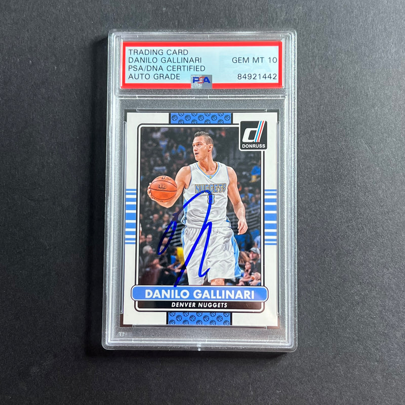 2014-15 Panini Donruss #191 Danilo Gallinari Signed Card AUTO 10 PSA Slabbed Nuggets