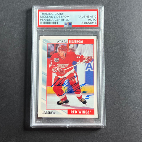 1992-93 Scores #391 Nicklas Lidstrom Signed Card AUTO PSA Slabbed Red Wings