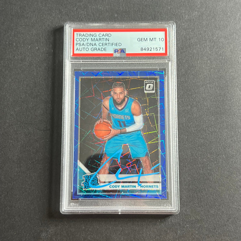 2019-20 Panini Optic #181 Cody Martin Signed Card AUTO 10 PSA/DNA Slabbed RC Hornets