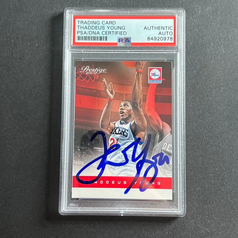 2012-13 Panini Prestige #148 Thaddeus Young Signed Card AUTO PSA Slabbed 76ers