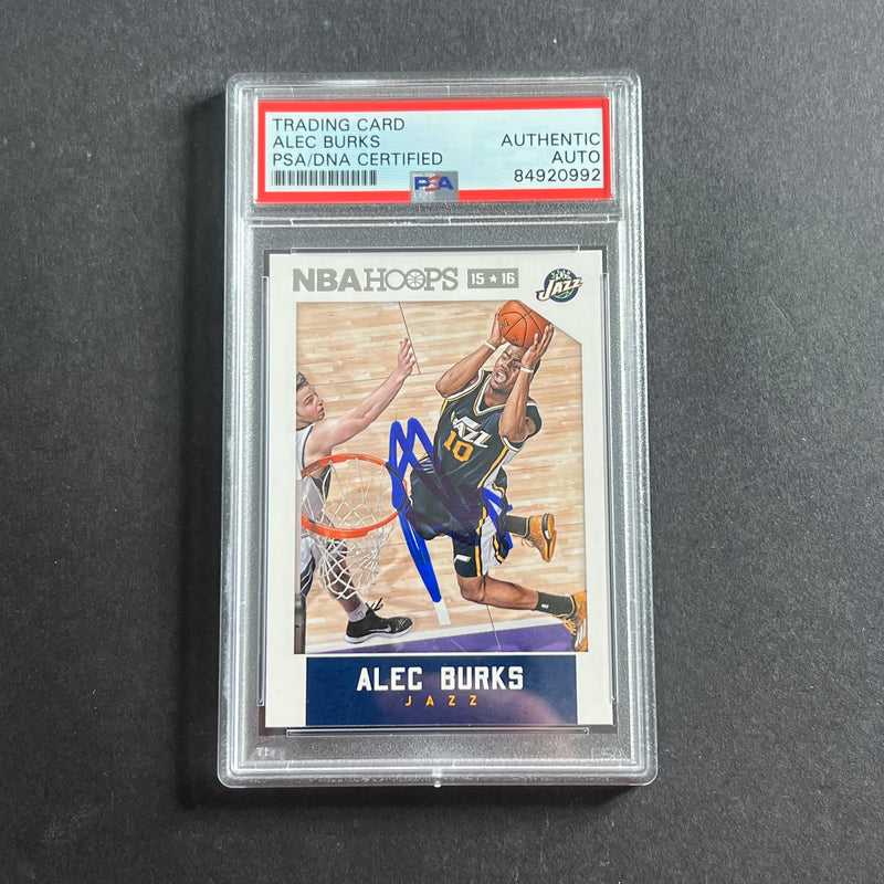 2015-16 NBA Hoops #65 Alec Burks Signed Card AUTO PSA Slabbed Jazz