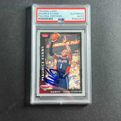 2009-09 NBA Fleer #16 Maurice Evans signed Card Auto PSA Slabbed Hawks