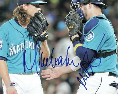 MIKE ZUNINO & MIKE LEAKE signed 8x10 photo PSA/DNA Seattle Mariners Autographed