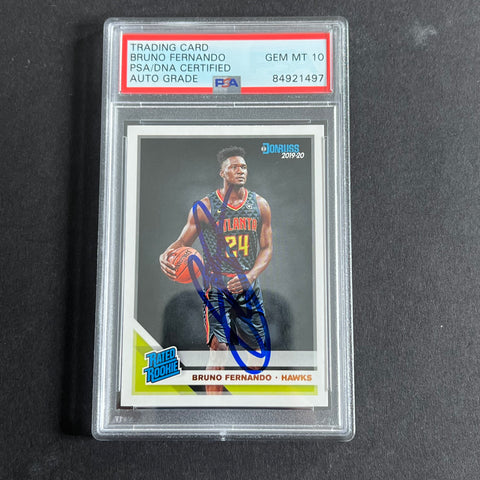 2019-20 Panini Donruss #232 Bruno Fernando Signed Card AUTO 10 PSA Slabbed RC Hawks