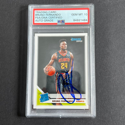 2019-20 Panini Donruss #232 Bruno Fernando Signed Card AUTO 10 PSA Slabbed RC Hawks