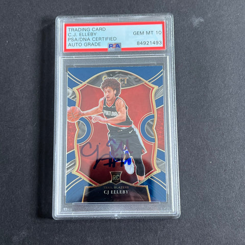 2020-21 Panini Select #100 C.J. Elleby Signed Card PSA 10 Slabbed Trailblazers