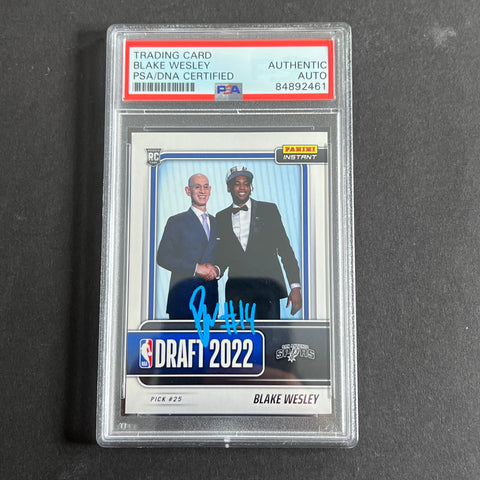 2022-23 Panini Instant #DN21 signed Blake Wesley Auto Card PSA/DNA Slabbed Draft Spurs