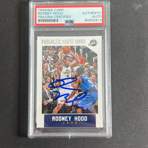 2015-16 NBA Hoops #98 Rodney Hood Signed Card PSA Slabbed Jazz