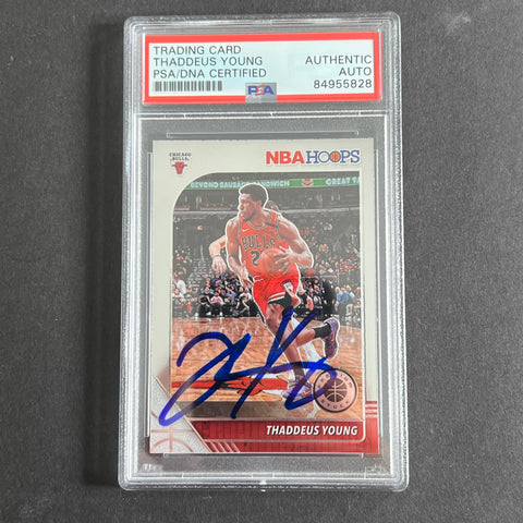2019-20 Panini Hoops #76 Thaddeus Young Signed Card AUTO PSA Slabbed Bulls