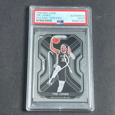 2020-21 Panini Prizm #291 Tre Jones Signed Card AUTO PSA/DNA Slabbed RC Spurs