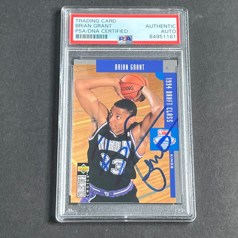 1994-95 Upper Deck Basketball #413 Brian Grant Signed Card AUTO PSA Slabbed Kings
