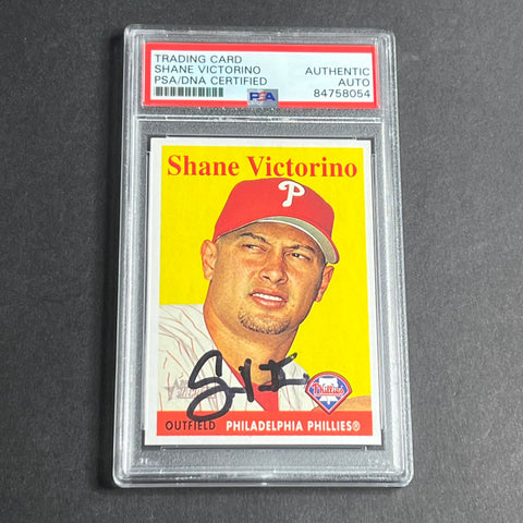 2007 Topps Heritage #45 Shane Victorino Signed Card AUTO PSA Slabbed Phillies
