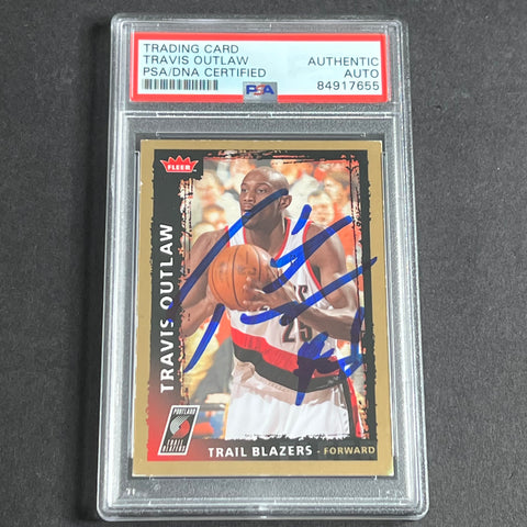 2008-09 Fleer #164 Travis Outlaw Signed Card AUTO PSA Slabbed Portland Trail Blazers