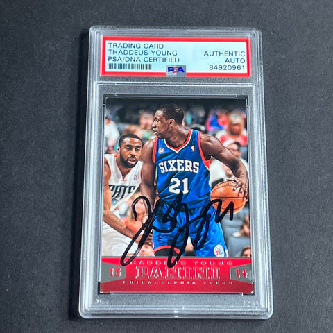 2013-14 Panini Basketball #57 Thaddeus Young Signed Card AUTO PSA Slabbed 76ers