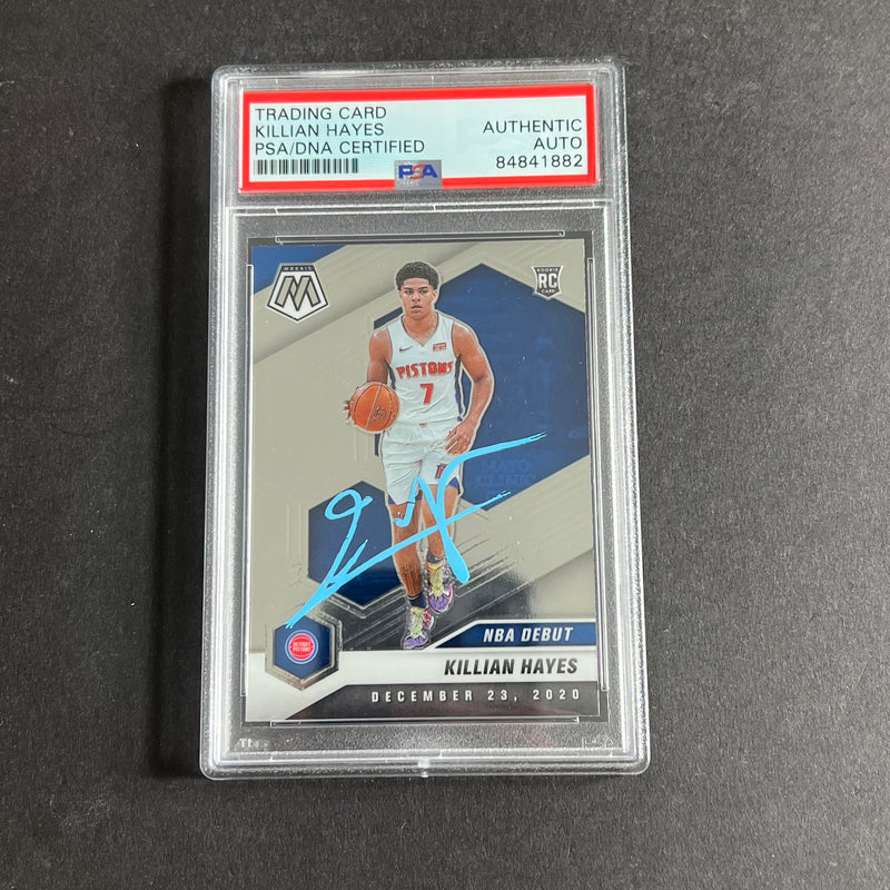 2020-21 Panini Mosaic #270 Killian Hayes Signed Card AUTO PSA Slabbed RC Pistons