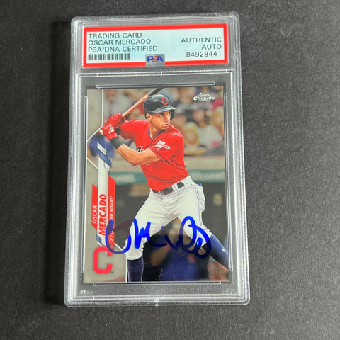 2020 Topps Chrome #182 Oscar Mercado Signed Card PSA Slabbed Auto Guardians