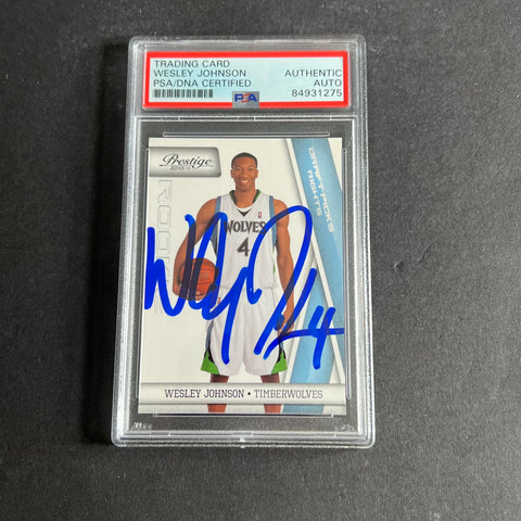 2010-11 Panini Prestige #154 Wesley Johnson Signed Card Auto PSA Slabbed RC Timberwolves