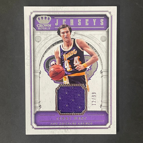 2017-18 Panini Crown Royal Game Worn Patch #JSY-JWE Jerry West Card Lakers 12/99