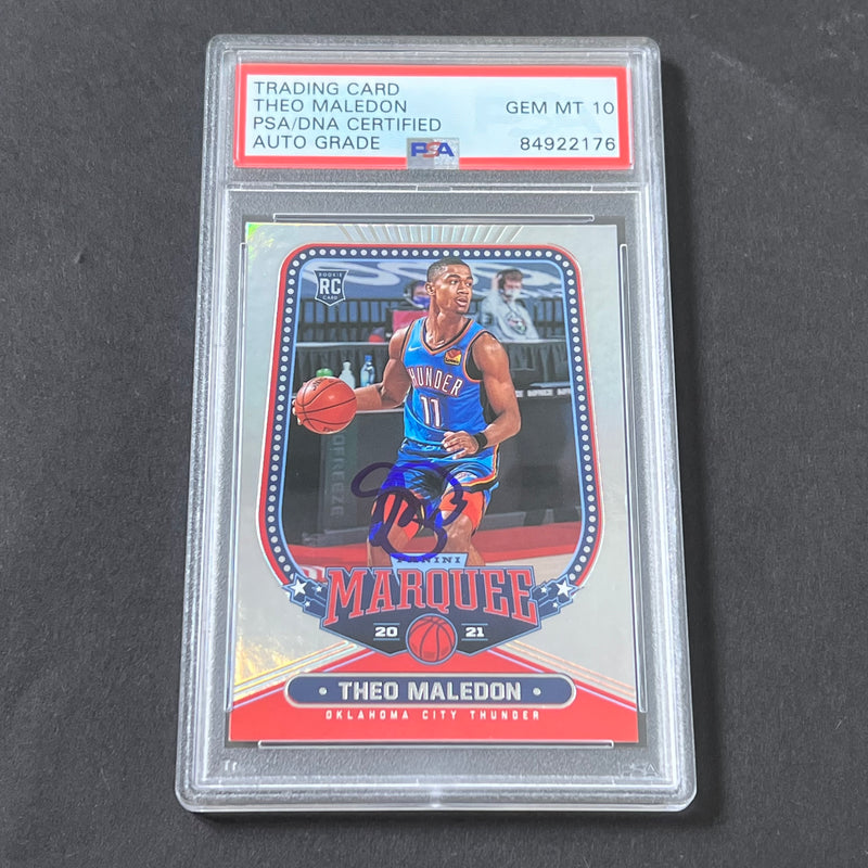 2020-21 Panini Marquee #270 Theo Maledon Signed Card AUTO 10 PSA Slabbed RC Thunder