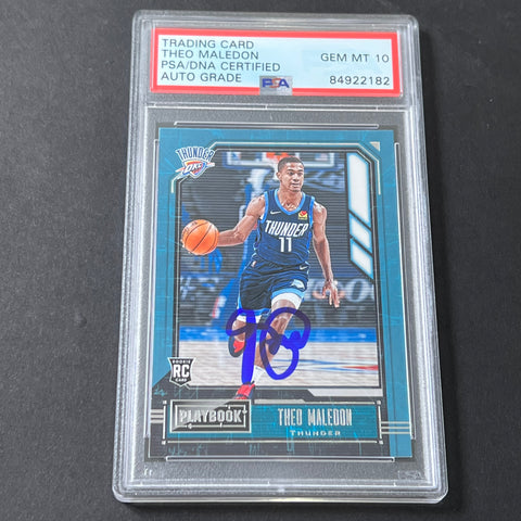 2020-21 Panini Playbook #175 Theo Maledon Signed Card AUTO 10 PSA Slabbed RC Thunder