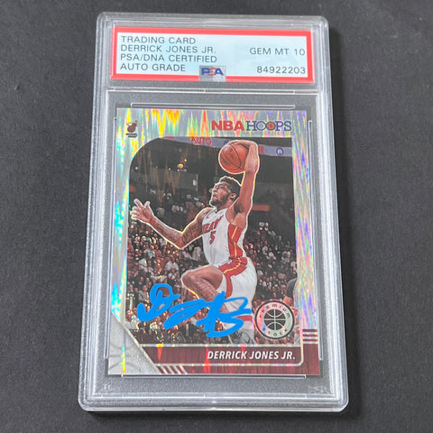 2019-20 NBA Hoops Premium #101 Derrick Jones Jr. Signed Card AUTO 10 PSA Slabbed Heat
