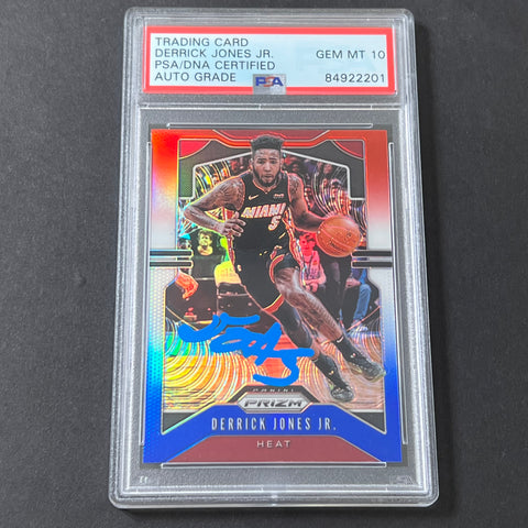 2019-20 Panini Prizm RWB #150 Derrick Jones Jr. Signed Card AUTO 10 PSA Slabbed Heat