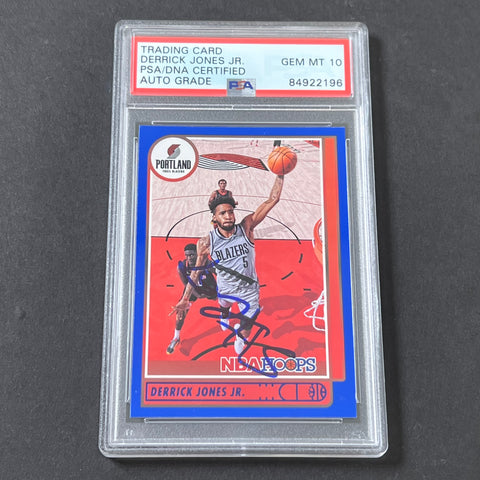 2021-22 Panini Hoops #131 Derrick Jones Jr. Signed Card AUTO 10 PSA Blazers