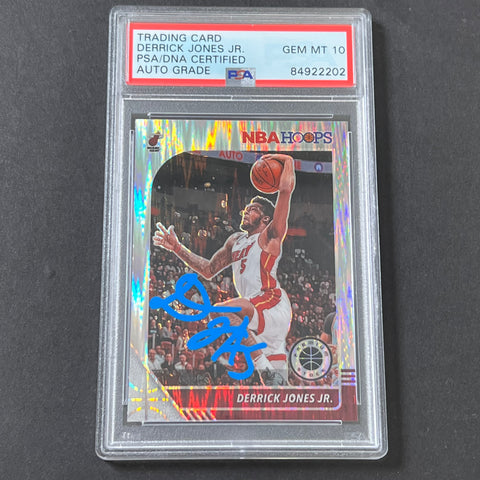 2019-20 NBA Hoops Premium #101 Derrick Jones Jr. Signed Card AUTO 10 PSA Slabbed Heat