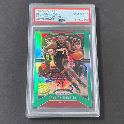 2019-20 Panini Prizm Green #150 Derrick Jones Jr. Signed Card AUTO 10 PSA Slabbed Heat