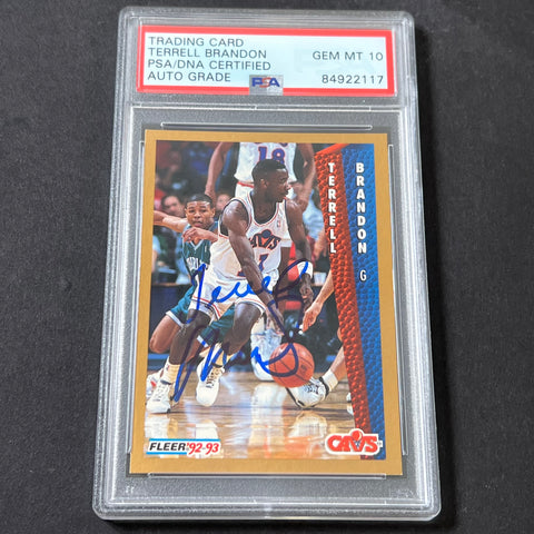 1993-94 Fleer #39 Terrell Brandon Signed Card AUTO 10 PSA/DNA Slabbed Cavaliers