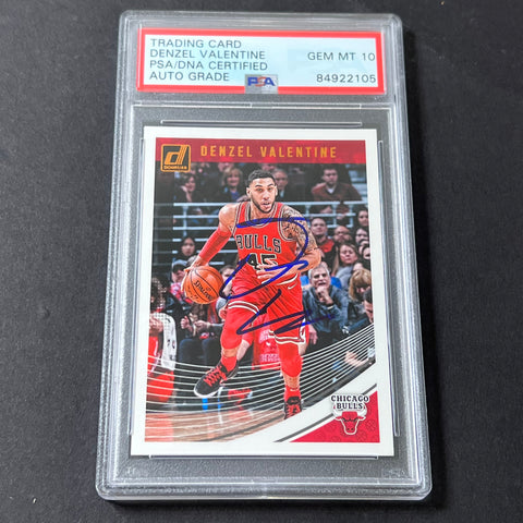 2020-21 Donruss #78 Denzel Valentine Signed Card AUTO 10 PSA Slabbed Bulls