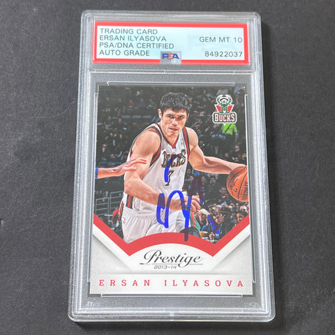 2013-14 Panini Prestige #97 Ersan Ilyasova Signed Card AUTO 10 PSA Slabbed Bucks