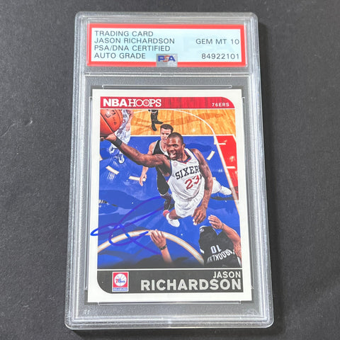 2014-15 NBA Hoops #94 Jason Richardson Signed Card AUTO GRADE 10 PSA Slabbed 76ers