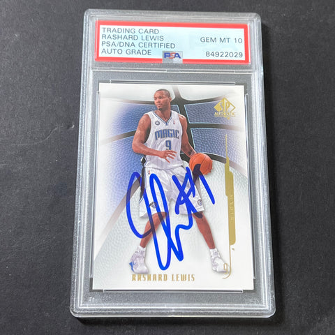 2008-09 NBA SP Authentic #9 Rashard Lewis Signed Card AUTO GRADE 10 PSA/DNA Slabbed Magic